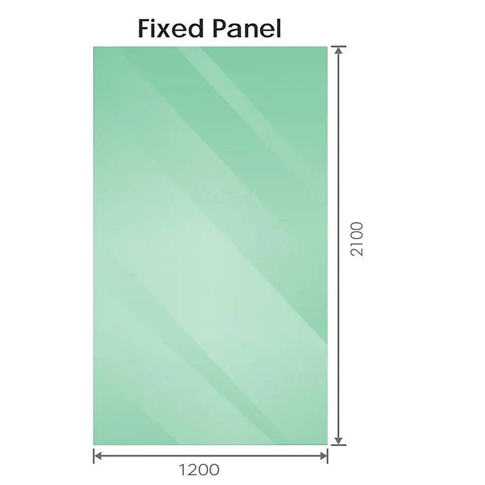 120x210cm Single Shower Glass Screen with Chrome Wall F-Brackets - Furniture > Bathroom > Shower Heads & Screens