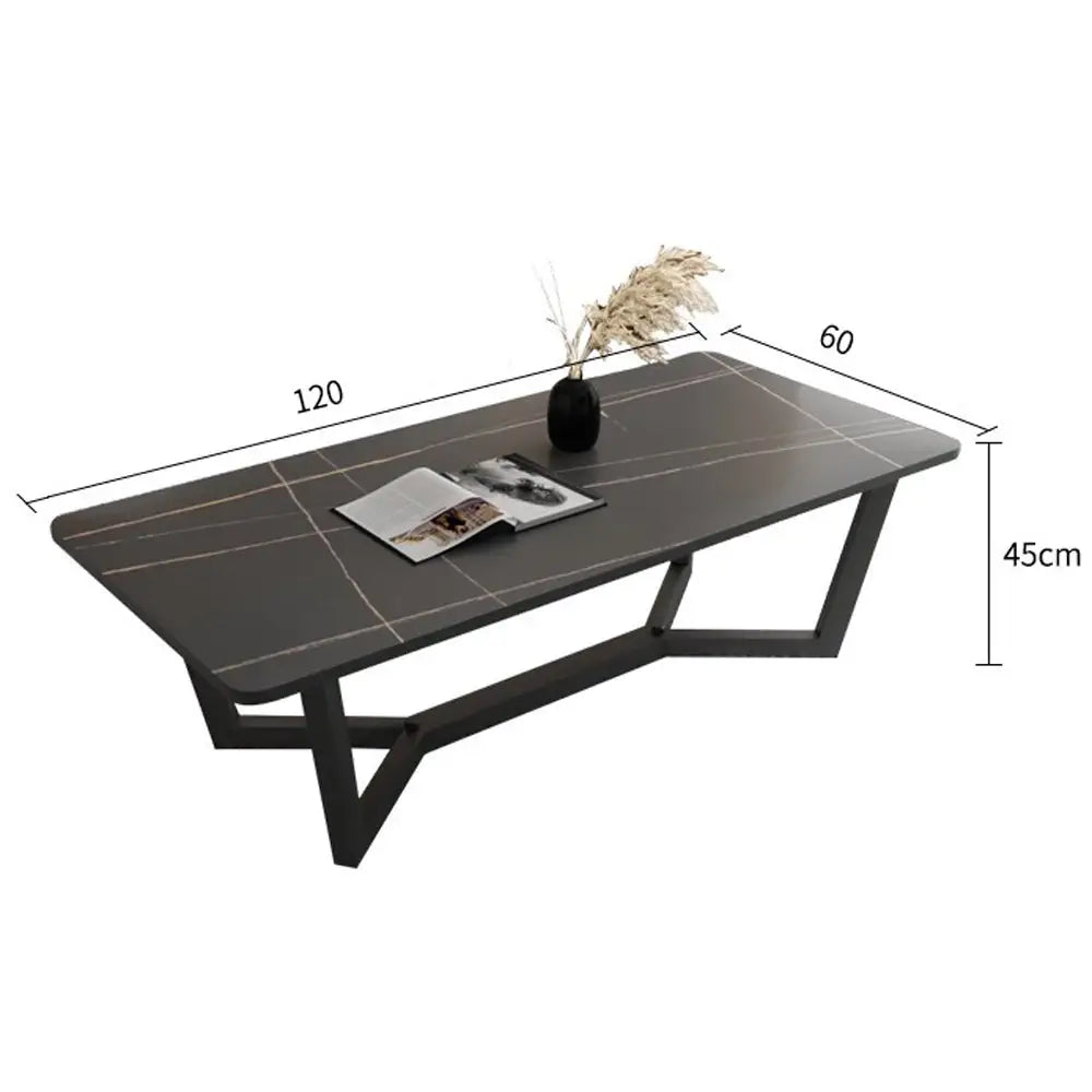 120x60cm Glossy Pandora Minimalist Slate Coffee Table Marble Tea Table Living Room Rectangle Cocktail Side Table Solid