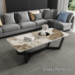 120x60cm Glossy Pandora Minimalist Slate Coffee Table Marble Tea Table Living Room Rectangle Cocktail Side Table Solid