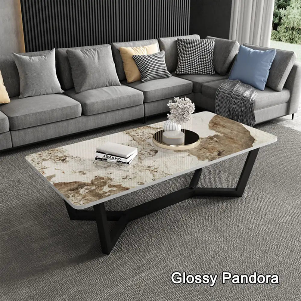 120x60cm Glossy Pandora Minimalist Slate Coffee Table Marble Tea Table Living Room Rectangle Cocktail Side Table Solid