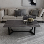 120x60cm Glossy White Minimalist Slate Coffee Table Marble Tea Table Living Room Rectangle Cocktail Side Table Solid
