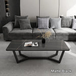 120x60cm Matte Black Minimalist Slate Coffee Table Marble Tea Table Living Room Rectangle Cocktail Side Table Solid