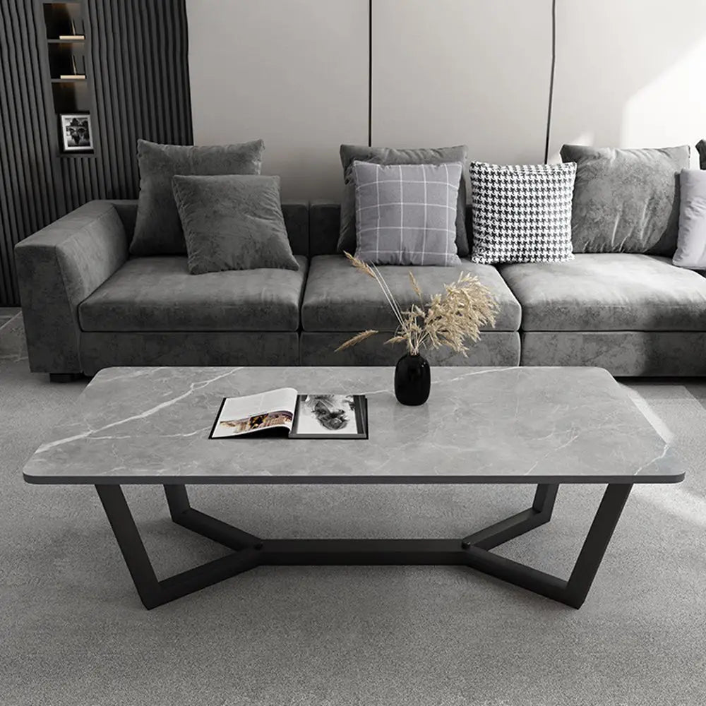 120x60cm Matte Grey Minimalist Slate Coffee Table Marble Tea Table Living Room Rectangle Cocktail Side Table Solid
