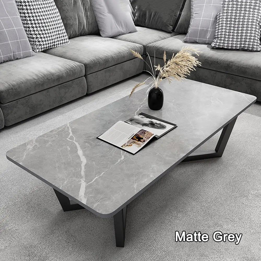120x60cm Matte Grey Minimalist Slate Coffee Table Marble Tea Table Living Room Rectangle Cocktail Side Table Solid
