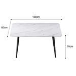 120x60cm Matte Grey Minimalist Slate Kitchen Dining Table Marble Lunch Dinner Table Solid Metal Legs - Furniture >