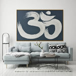 120X80cm Modern Mantra: Echoes of AUM Dark Wood Framed Hand Painted Canvas Wall Art - Home & Garden > Wall Art
