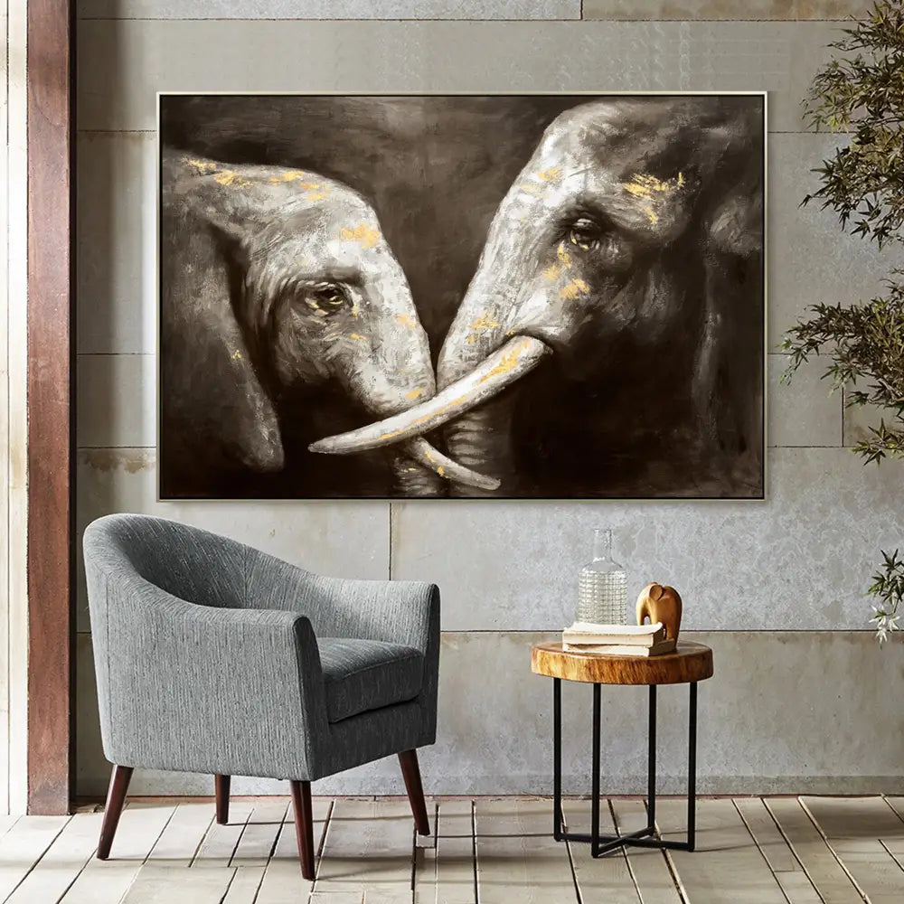 120X80cm Tusker Ties Champagne Framed Hand Painted Canvas Wall Art - Home & Garden > Wall Art