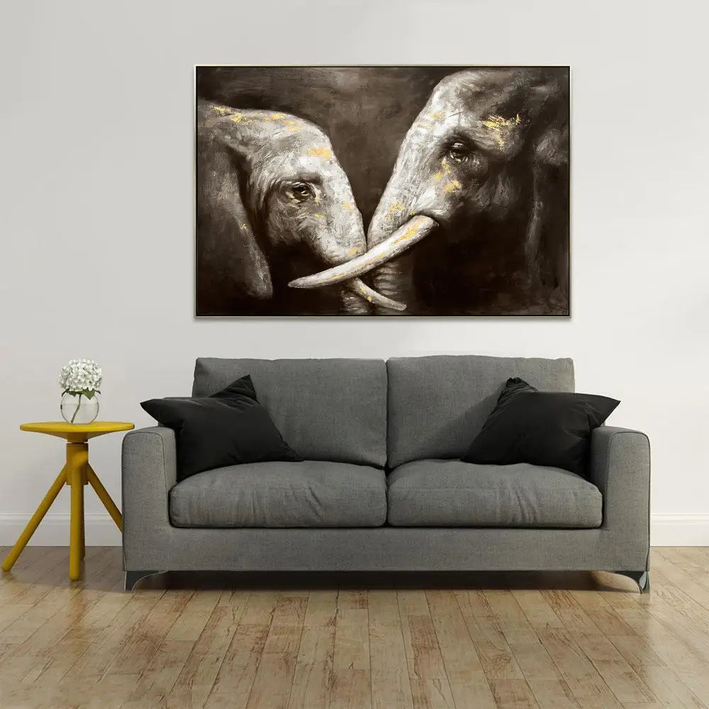 120X80cm Tusker Ties Champagne Framed Hand Painted Canvas Wall Art - Home & Garden > Wall Art