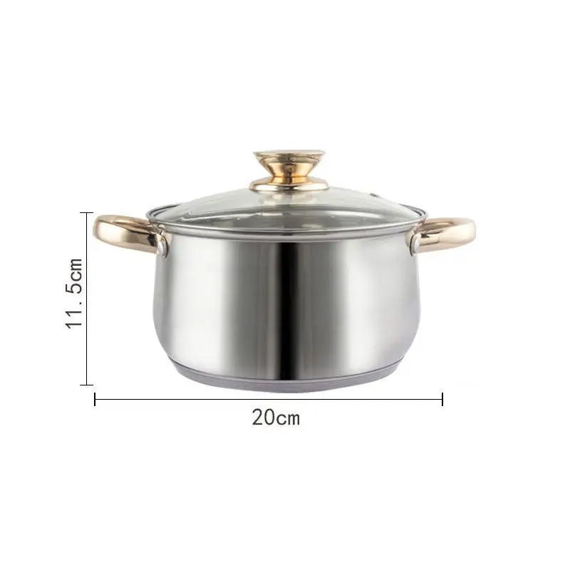 12Piece Cookware Set Kitchen Stainless Steel Stock Pot Pan Sets Saucepan Casserole - Home & Garden > Kitchenware