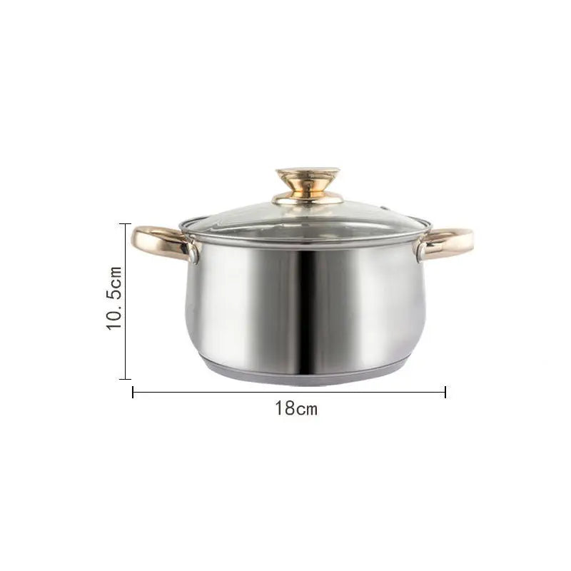 12Piece Cookware Set Kitchen Stainless Steel Stock Pot Pan Sets Saucepan Casserole - Home & Garden > Kitchenware