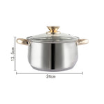 12Piece Cookware Set Kitchen Stainless Steel Stock Pot Pan Sets Saucepan Casserole - Home & Garden > Kitchenware