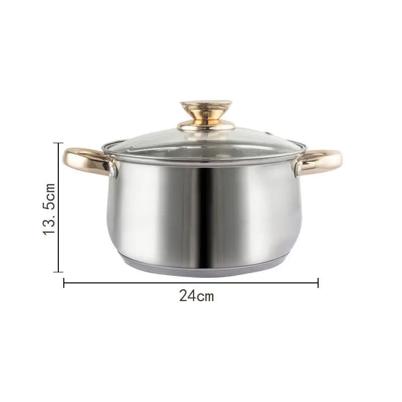 12Piece Cookware Set Kitchen Stainless Steel Stock Pot Pan Sets Saucepan Casserole - Home & Garden > Kitchenware