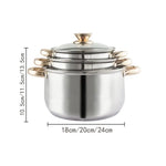 12Piece Cookware Set Kitchen Stainless Steel Stock Pot Pan Sets Saucepan Casserole - Home & Garden > Kitchenware