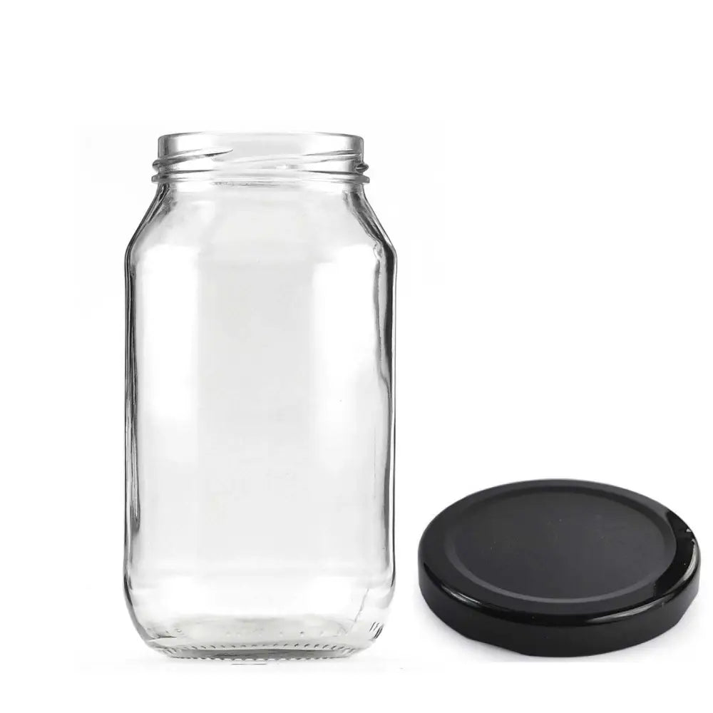 12x 750ml Flint Glass Jars + Twist Lids - Round Food Storage Preserving Jar - Home & Garden > Storage