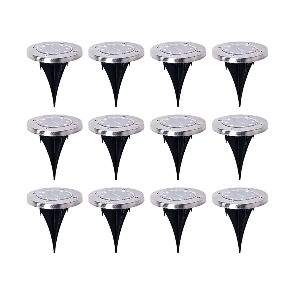 12x Solar Powered LED Buried Inground Recessed Light Garden Outdoor Deck Path - Home & Garden > Garden Lights