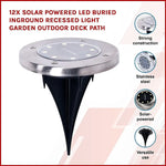 12x Solar Powered LED Buried Inground Recessed Light Garden Outdoor Deck Path - Home & Garden > Garden Lights