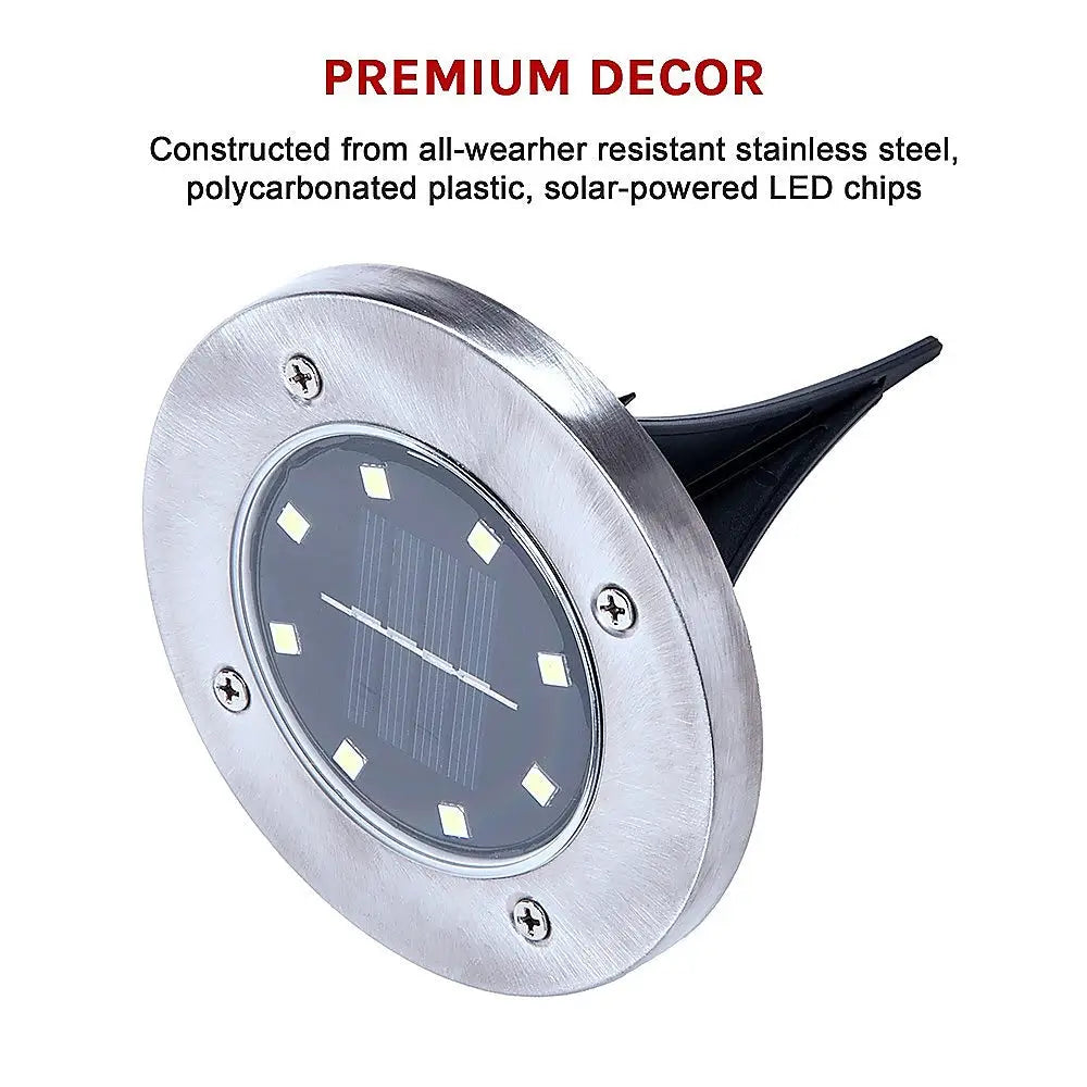 12x Solar Powered LED Buried Inground Recessed Light Garden Outdoor Deck Path - Home & Garden > Garden Lights