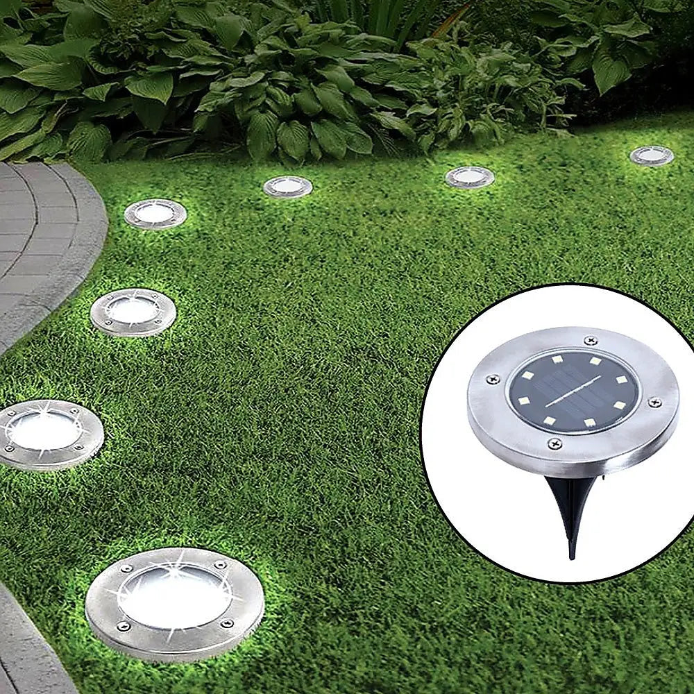 12x Solar Powered LED Buried Inground Recessed Light Garden Outdoor Deck Path - Home & Garden > Garden Lights