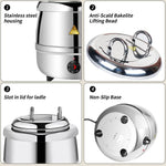 13L Restaurant Electric Buffet Food Warmer Commercial Food Warmers Soup Warmer Silver - Appliances > Kitchen Appliances