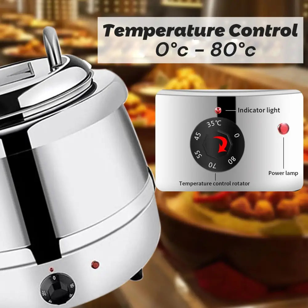 13L Restaurant Electric Buffet Food Warmer Commercial Food Warmers Soup Warmer Silver - Appliances > Kitchen Appliances