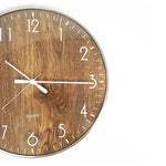 14-inch Round Wall Clock Silent Non-Ticking Quartz Battery Operated Wood Grain - Home & Garden > Decor