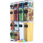 14 Pieces Airtight Food Storage Containers and BPA Free Plastic with Easy Lock Black Lids Labels for Kitchen - Home &