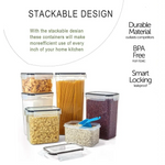 14 Pieces Airtight Food Storage Containers and BPA Free Plastic with Easy Lock Black Lids Labels for Kitchen - Home &