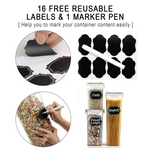 14 Pieces Airtight Food Storage Containers and BPA Free Plastic with Easy Lock Black Lids Labels for Kitchen - Home &