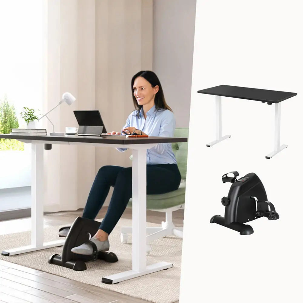 140cm Artiss Electric Standing Desk with Mini Pedal Exercise Bike Home Office - Furniture > Office > Office & Desk