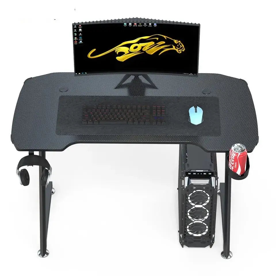 140cm New Arrive Computer Table Z Shaped Gaming Desk With RGB Led Lights Gaming Tables - Furniture > Office > Desks