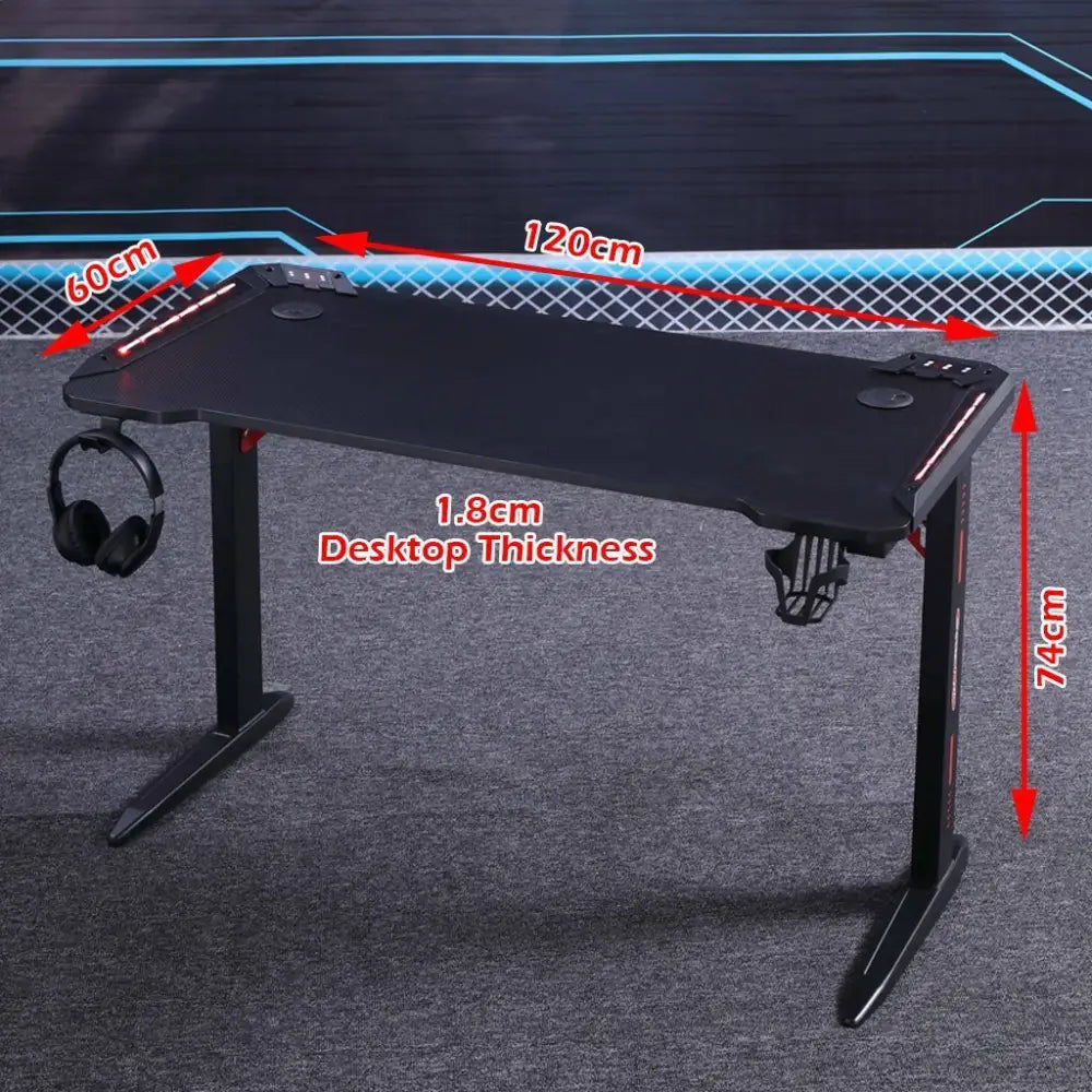 140cm RGB Gaming Desk Desktop PC Computer Desks Desktop Racing Table Office Laptop Home AU - Furniture > Office