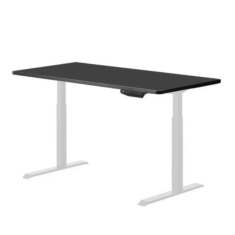 140cm Standing Desk Height Adjustable Sit Stand Motorised Grey Single Motor Frame Black Top - Furniture > Office