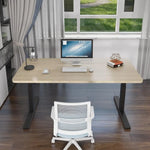 140cm Standing Desk Height Adjustable Sit Stand Motorised White Dual Motors Frame Black Top - Furniture > Office