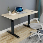 140cm Standing Desk Height Adjustable Sit Stand Motorised White Dual Motors Frame Black Top - Furniture > Office