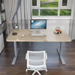 140cm Standing Desk Height Adjustable Sit Stand Motorised White Dual Motors Frame Black Top - Furniture > Office