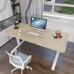 140cm Standing Desk Height Adjustable Sit Stand Motorised White Dual Motors Frame Black Top - Furniture > Office