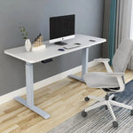 140cm Standing Desk Height Adjustable Sit Stand Motorised White Dual Motors Frame Black Top - Furniture > Office