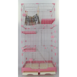 146 cm Pink Pet 4 Level Cat Cage House With Litter Tray & Wheel 72x47x146 cm - Pet Care > Coops & Hutches > Small
