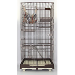 146 cm Brown Pet 4 Level Cat Cage House With Litter Tray & Wheel 72x47x146 cm - Pet Care > Coops & Hutches > Small