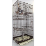 146 cm Brown Pet 4 Level Cat Cage House With Litter Tray & Wheel 72x47x146 cm - Pet Care > Coops & Hutches > Small