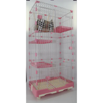 146 cm Pink Pet 4 Level Cat Cage House With Litter Tray & Wheel 72x47x146 cm - Pet Care > Coops & Hutches > Small