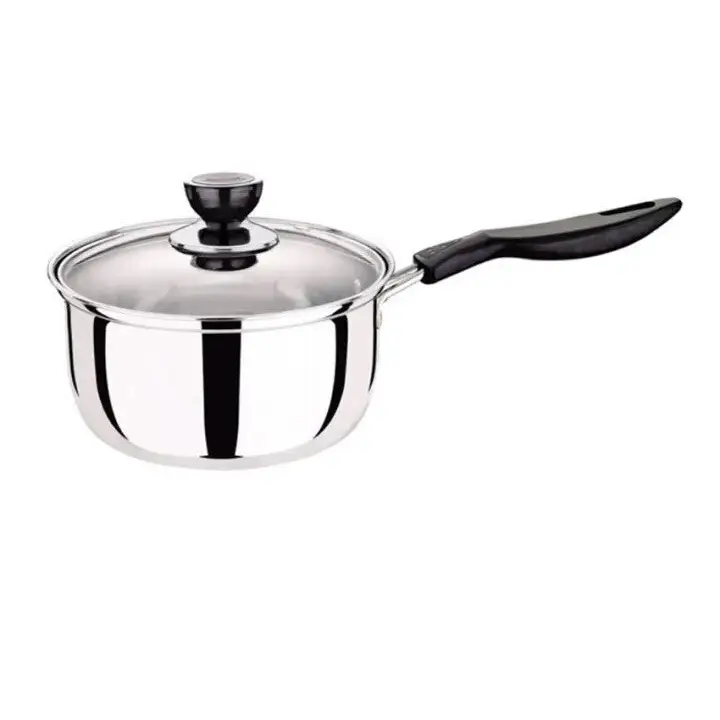 14cm Stainless Steel Milk Pot with Glass Lid Coffee Warmer w Handle - Home & Garden > Kitchenware