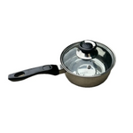 14cm Stainless Steel Milk Pot with Glass Lid Coffee Warmer w Handle - Home & Garden > Kitchenware