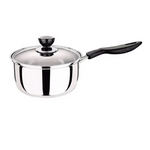 14cm Stainless Steel Milk Pot with Glass Lid Coffee Warmer w Handle - Home & Garden > Kitchenware