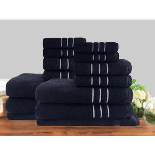 14pc classic dobby stripe cotton towel set 650gsm sailor blue - Home & Garden > Pool & Accessories > Beach Towels