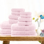 14pc light weight soft cotton bath towel set baby pink - Home & Garden > Bathroom Accessories > Bath Towels & Robes
