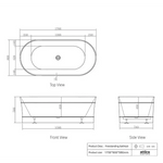 1500/1700*750/800*580mm INS OTTI Bondi Matt/Gloss White Oval Acrylic Freestanding Bathtub - Furniture > Bathroom >