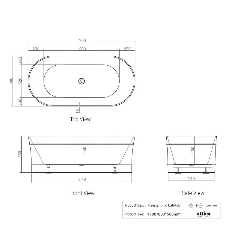 1500/1700*750/800*580mm INS OTTI Bondi Matt/Gloss White Oval Acrylic Freestanding Bathtub - Furniture > Bathroom >