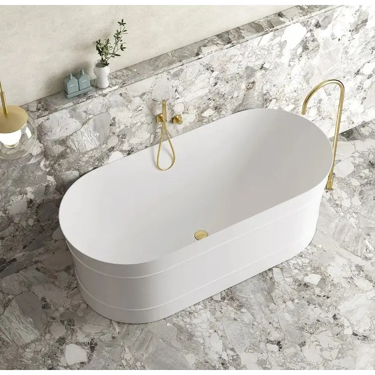 1500/1700*750/800*580mm INS OTTI Bondi Matt/Gloss White Oval Acrylic Freestanding Bathtub - Furniture > Bathroom >