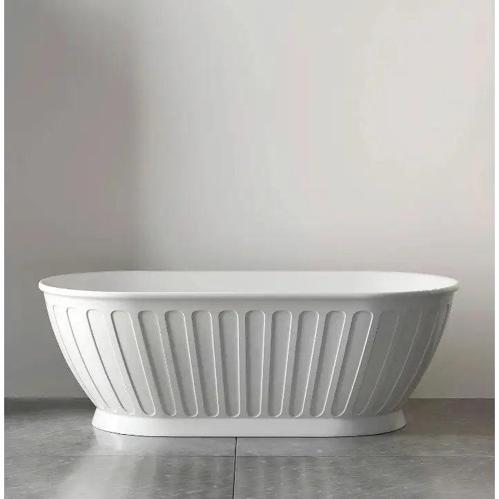 1500/1700*750/800*580mm INS OTTI Kensington Gloss/Matt White Oval Acrylic Freestanding Bathtub - Furniture > Bathroom >